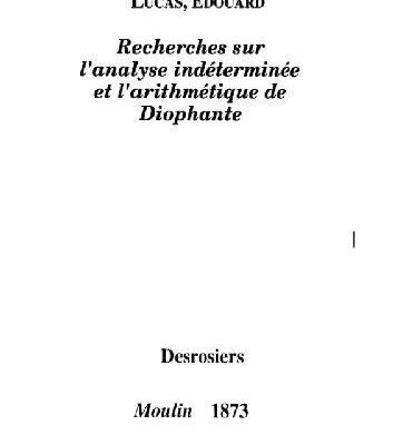 خرید و دانلود نسخه کامل کتاب Recherches sur l’analyse indeterminee et l’arithmetique de diophante