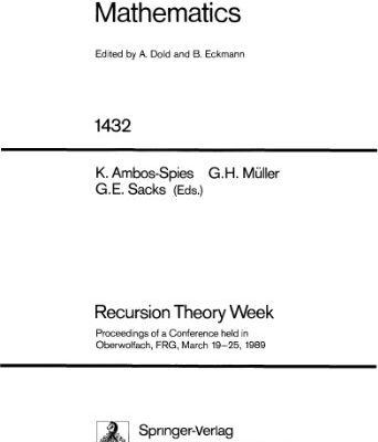 خرید و دانلود نسخه کامل کتاب Recursion Theory Week: Proceedings of a Conference held in Oberwolfach, FRG, March 19–25, 1989