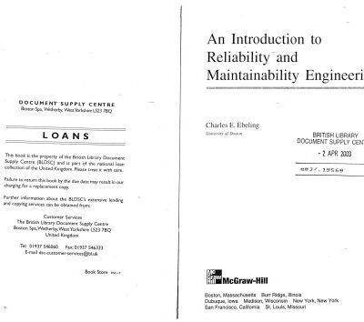 خرید و دانلود نسخه کامل کتاب Reliability and Maintainability Engineering