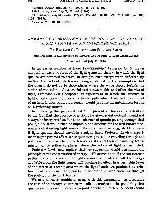 خرید و دانلود نسخه کامل کتاب Remarks on Professor Lewiss Note on the Path of Light Quanta in an Interference Field