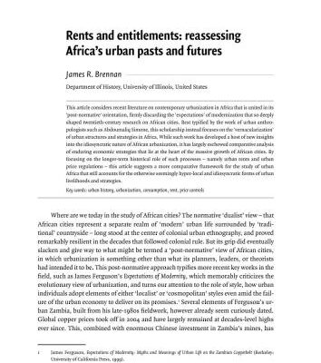 خرید و دانلود نسخه کامل کتاب Rents and entitlements. Reassessing Africa’s urban pasts and futures