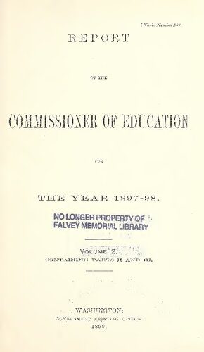 خرید و دانلود نسخه کامل کتاب Report of the Commissioner for the Year 1897-98, containing Paper II and III_68c6c95e45146.jpeg خرید و دانلود نسخه کامل کتاب Report of the Commissioner for the Year 1897-98, containing Paper II and III