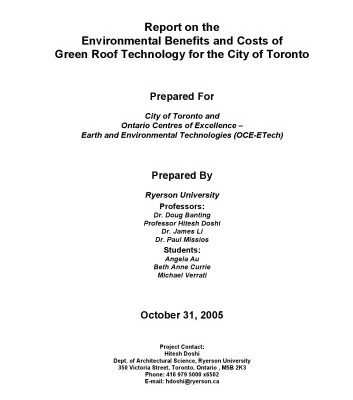 خرید و دانلود نسخه کامل کتاب Report on the Environmental Benefits and Costs of Green Roof Technology for the City of Toronto