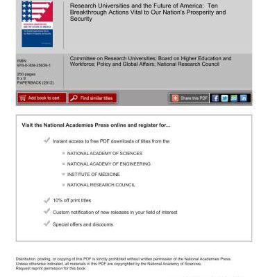 خرید و دانلود نسخه کامل کتاب Report – Research universities and the future of America: ten breakthrough actions vital to our nation’s prosperity and security