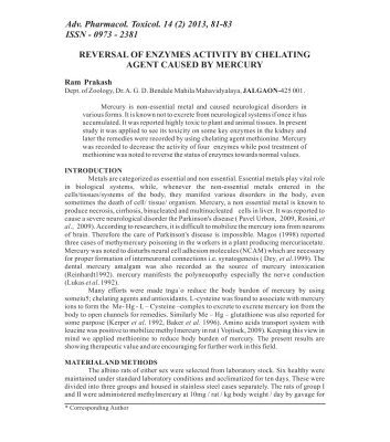 خرید و دانلود نسخه کامل کتاب REVERSAL OF ENZYMES ACTIVITY BY CHELATING AGENT CAUSED BY MERCURY