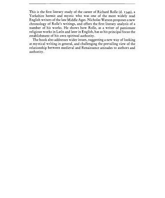 خرید و دانلود نسخه کامل کتاب Richard Rolle and the Invention of Authority