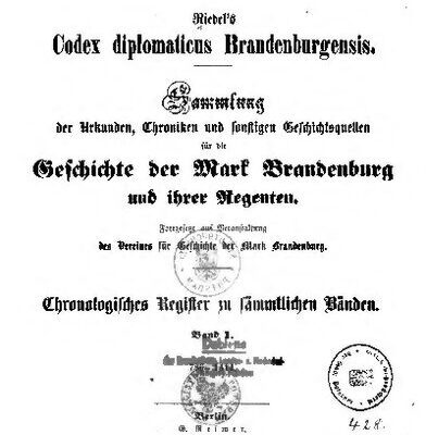 خرید و دانلود نسخه کامل کتاب Riedel’s Codex Diplomaticus Brandenburgensis. Chronologisches Verzeichnis