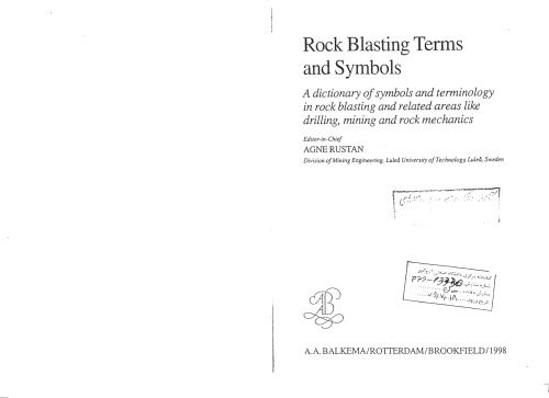 خرید و دانلود نسخه کامل کتاب Rock Blasting Terms and Symbols: A Dictionary of Symbols and Terms in Rock Blasting and Related Areas like Drilling, Mining and Rock Mechanics_68c1e26bb33cd.jpeg خرید و دانلود نسخه کامل کتاب Rock Blasting Terms and Symbols: A Dictionary of Symbols and Terms in Rock Blasting and Related Areas like Drilling, Mining and Rock Mechanics