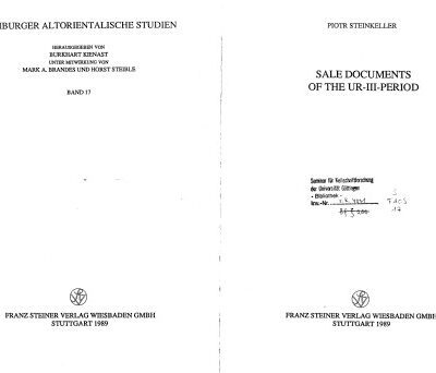 خرید و دانلود نسخه کامل کتاب Sale documents of the Ur-III-period (Freiburger altorientalische Studien)