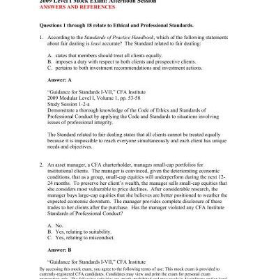 خرید و دانلود نسخه کامل کتاب Schweser 2009 CFA Mock Exam Afternoon – Answers