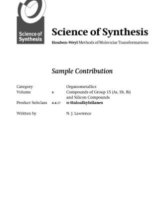 خرید و دانلود نسخه کامل کتاب Science of Synthesis: Houben-Weyl Methods of Molecular Transformations: Category 1: Organometallics ((As, Sb, Bi) and Silicon Compounds)