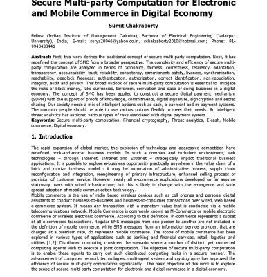 خرید و دانلود نسخه کامل کتاب Secure Multi-party Computation for Electronic and Mobile Commerce in Digital Economy