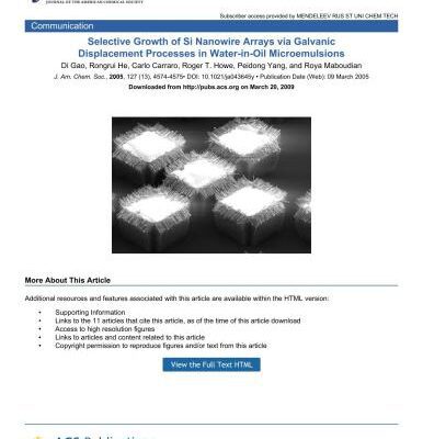 خرید و دانلود نسخه کامل کتاب Selective Growth of Si Nanowire Arrays via Galvanic Displacement Processes in Water-in-Oil Microemulsions