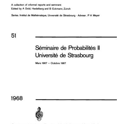 خرید و دانلود نسخه کامل کتاب Seminaire de Probabilites II Universite de Strasbourg Mars 1967-Octobre 1967