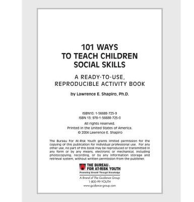 خرید و دانلود نسخه کامل کتاب Shapiro 101 Ways to Teach Children Social Skills. A ready to use reproducible activity book