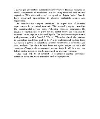 خرید و دانلود نسخه کامل کتاب Shock Compression of Condensed Materials