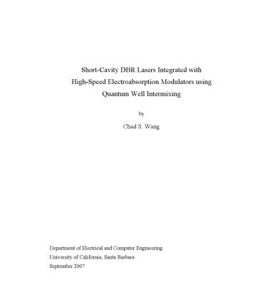 خرید و دانلود نسخه کامل کتاب Short-Cavity DBR Lasers Integrated with High-Speed Electroabsorption Modulators using Quantum Well Intermixing