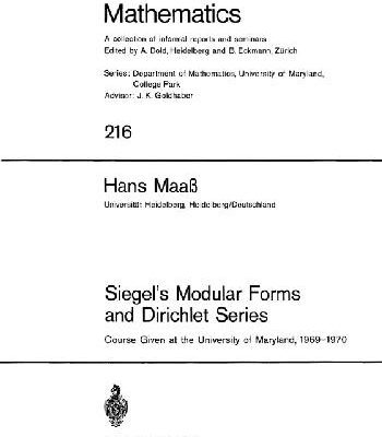 خرید و دانلود نسخه کامل کتاب Siegel’s modular forms and dirichlet series. Course given at the University of Maryland, 1969-1970