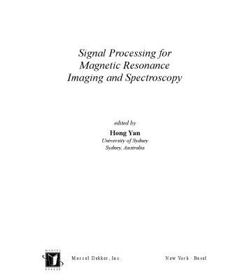 خرید و دانلود نسخه کامل کتاب Signal Processing for Magnetic Resonance Imaging and Spectroscopy
