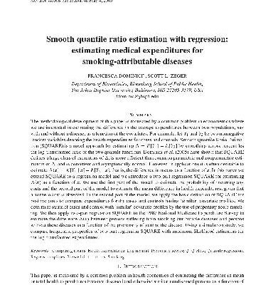 خرید و دانلود نسخه کامل کتاب Smooth quantile ratio estimation with regression: estimating medical expenditures for smoking-attributable diseases