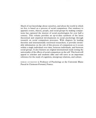 خرید و دانلود نسخه کامل کتاب Social Comparison and Social Psychology: Understanding Cognition, Intergroup Relations, and Culture