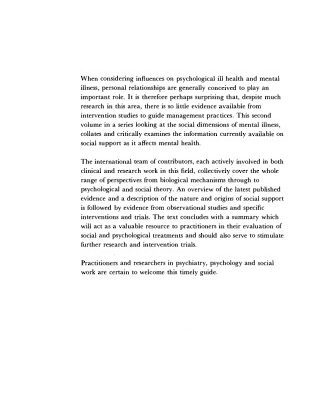 خرید و دانلود نسخه کامل کتاب Social Support and Psychiatric Disorder: Research Findings and Guidelines for Clinical Practice (Studies in Social and Community Psychiatry)