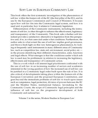 خرید و دانلود نسخه کامل کتاب Soft Law in European Community Law (Modern Studies in European Law)