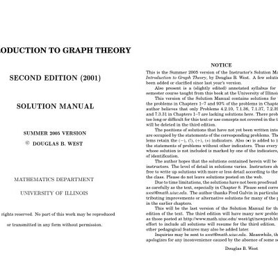 خرید و دانلود نسخه کامل کتاب Solution Manual for Introduction to Graph Theory, 2nd Ed.