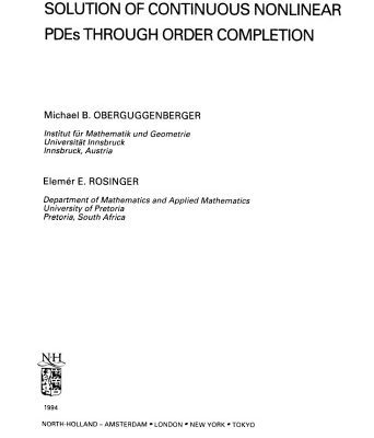خرید و دانلود نسخه کامل کتاب Solution of Continuous Nonlinear PDEs Through Order Completion