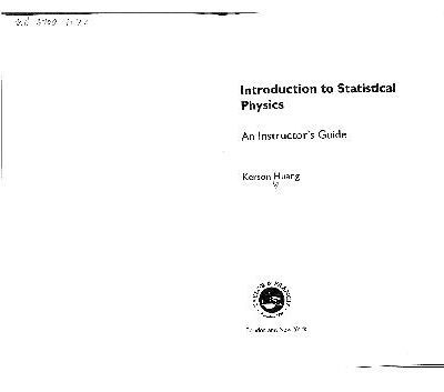 خرید و دانلود نسخه کامل کتاب Solutions Manual for Introduction to Statistical Physics
