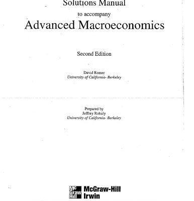 خرید و دانلود نسخه کامل کتاب Solutions manual to accompany Advanced Macroeconomics