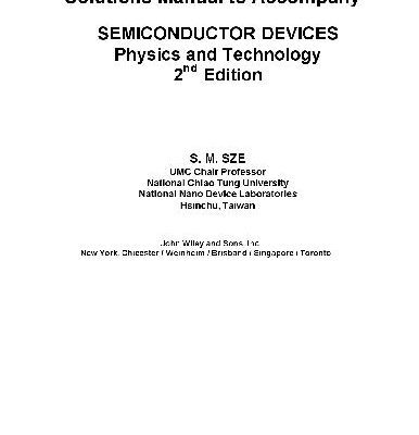 خرید و دانلود نسخه کامل کتاب Solutions Manual to Accompany SEMICONDUCTOR DEVICES Physics and Technology 2nd Edition
