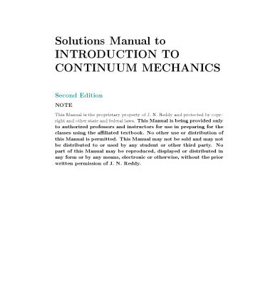 خرید و دانلود نسخه کامل کتاب Solutions Manual to An Introduction to Continuum Mechanics