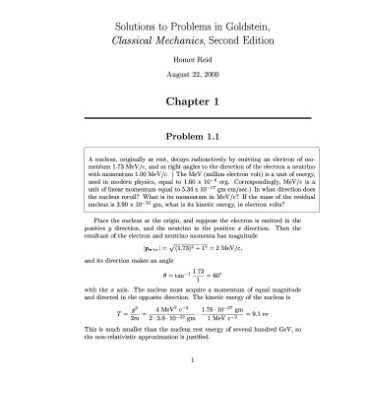 خرید و دانلود نسخه کامل کتاب Solutions to Problems in Goldstein, Classical Mechanics, Second Edition