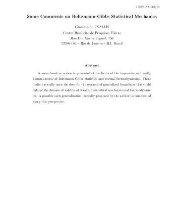 خرید و دانلود نسخه کامل کتاب Some Comments on Boltzmann-Gibbs Statistical Mechanics