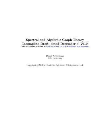 خرید و دانلود نسخه کامل کتاب Spectral and Algebraic Graph Theory (Draft)