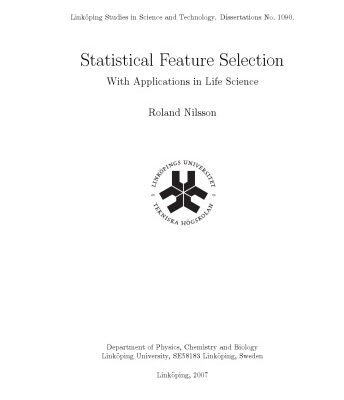 خرید و دانلود نسخه کامل کتاب Statistical feature selection : with applications in life science