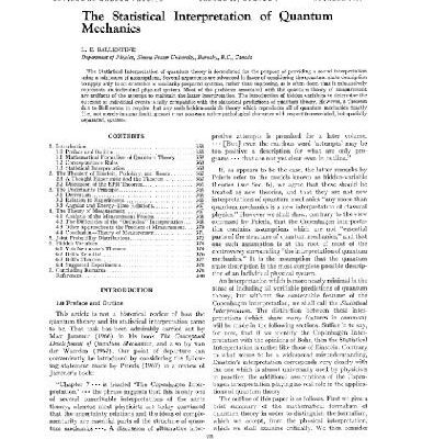 خرید و دانلود نسخه کامل کتاب Statistical interpretation of quantum mechanics