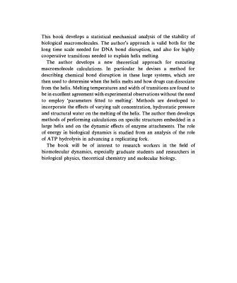 خرید و دانلود نسخه کامل کتاب Statistical Mechanics and Stability of Macromolecules: Application to Bond Disruption, Base Pair Separation, Melting, and Drug Dissociation of the DNA Double Helix