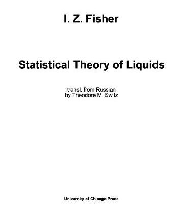 خرید و دانلود نسخه کامل کتاب Statistical Theory of Liquids