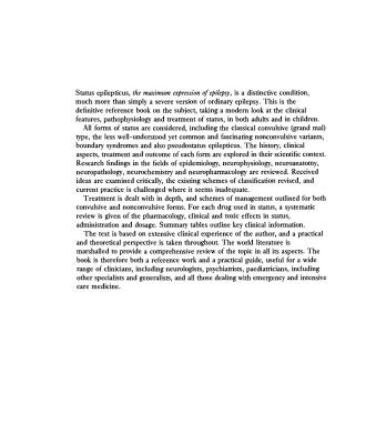 خرید و دانلود نسخه کامل کتاب Status Epilepticus: Its Clinical Features and Treatment in Children and Adults