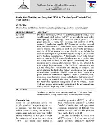 خرید و دانلود نسخه کامل کتاب Steady State Modeling and Analysis of DFIG for Variable-Speed Variable-Pitch  Wind Turbines