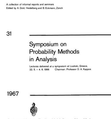 خرید و دانلود نسخه کامل کتاب Symposium on Probability Methods in Analysis. Lectures Symposium, Loutraki, Greece, 1966