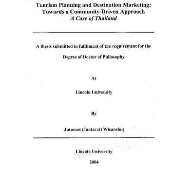 خرید و دانلود نسخه کامل کتاب Tc.urism Planning and Destination Marketing: Towards a Community-Driven Approach A Case of Thailand