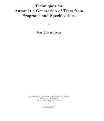 خرید و دانلود نسخه کامل کتاب Techniques for automatic generation of tests from programs and specifications
