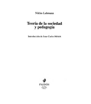 خرید و دانلود نسخه کامل کتاب Teoría de la sociedad y pedagogía