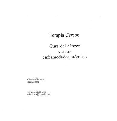 خرید و دانلود نسخه کامل کتاب Terapia Gerson Cura del Cancer y Otras Enfermedades Cronicas