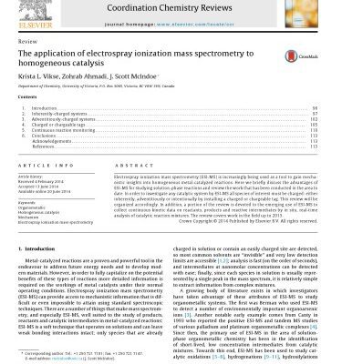 خرید و دانلود نسخه کامل کتاب The application of electrospray ionization mass spectrometry to homogeneous catalysis