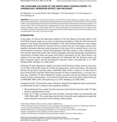خرید و دانلود نسخه کامل کتاب The catacomb cultures of the North-West Caspian steppe: 14C chronology, reservoir effect, and paleodiet