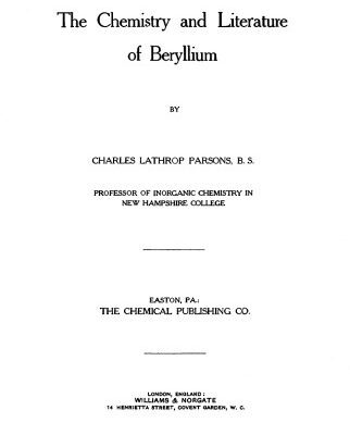 خرید و دانلود نسخه کامل کتاب The Chemistry And Literature Of Beryllium